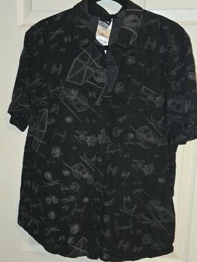 Star Wars Black Shirt with Subtle Gray Spaceprint